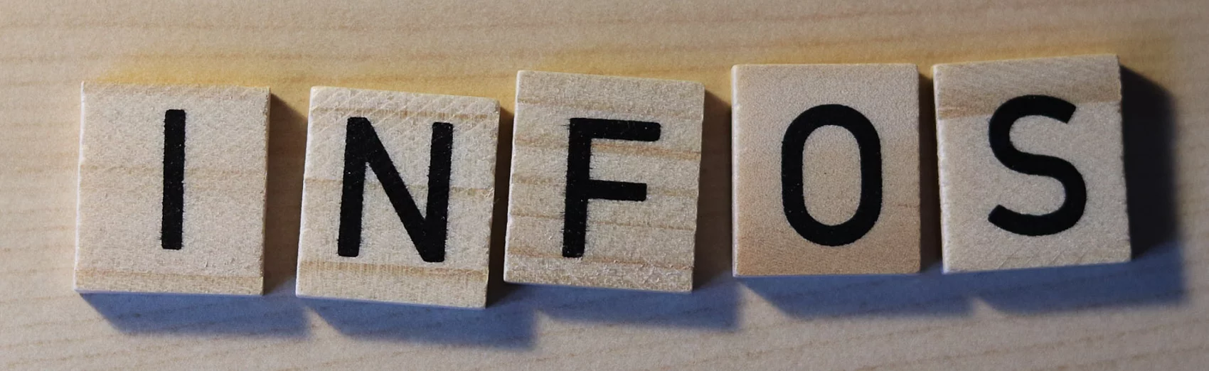 Buchstaben zeigen das Wort Infos