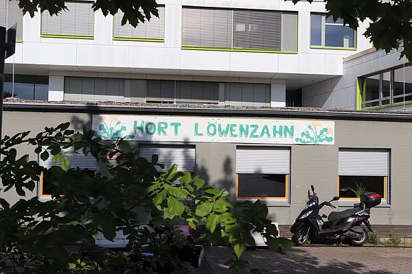 Hort Löwenzahn Wiesenfeld von außen.