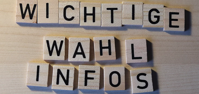 Buchstaben zeigen die Worte wichtige Wahlinfos